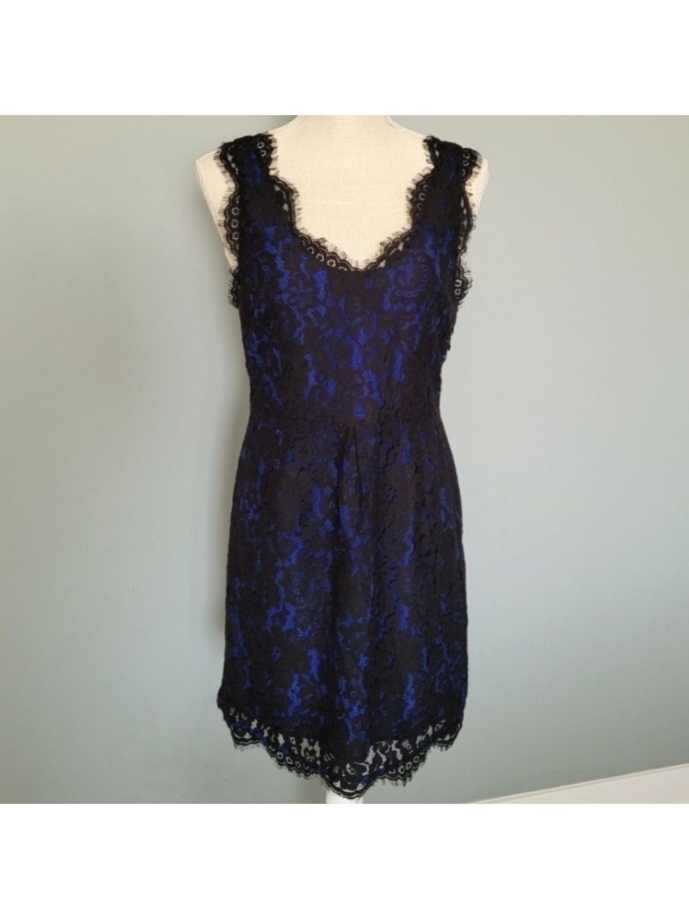Joie Rori Black and Royal Blue Lace Sleeveless Sheath Dress Size XS - Picture 5 of 8